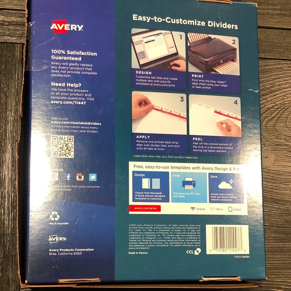 Avery 8 Tab Print & Apply Clear Label Dividers